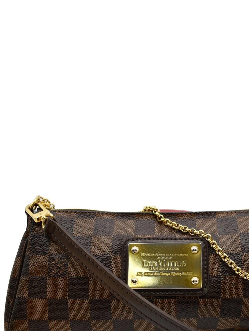 Louis Vuitton Brown Damier Ebene Small Chain Shoulder Bag with Gold Hardware